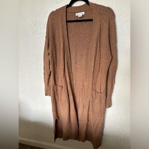London Kaye cardigan duster sweater camel brown speckle Medium